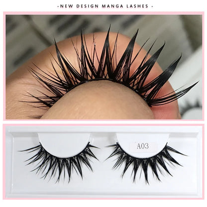 RED SIREN Wet Manga Lashes – Long, Thick Natural Fake Eyelashes for Korean Makeup Fashion