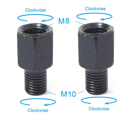 Pair Black Motorcycle Mirror Adapters M10 & M8 – 8mm/10mm Rearview Mirror Conversion Bolts, Left & Right Thread