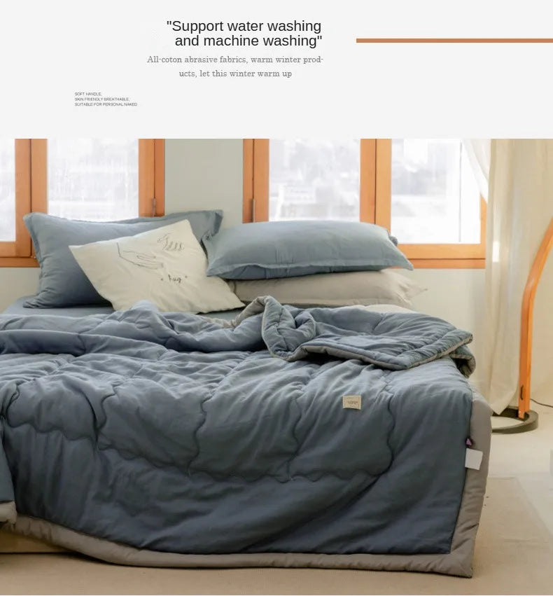 2024 Japanese Cotton-Polyester Summer Quilt – Lightweight, Washable, Skin-Friendly Solid Color Quilt