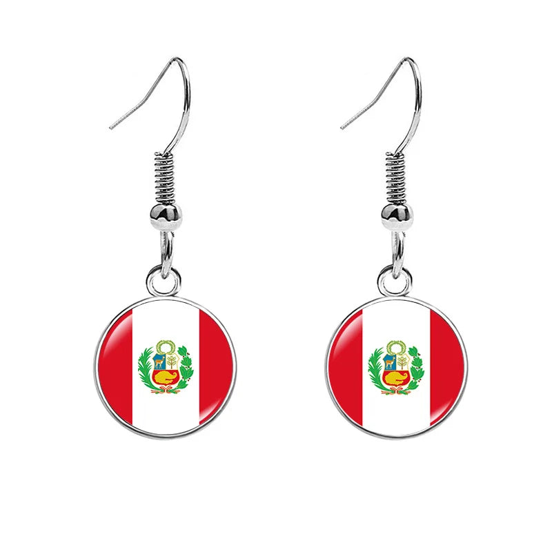 South & North America Flag Earrings - Patriotic Country Pride Drop Dangle Jewelry Gifts for Women