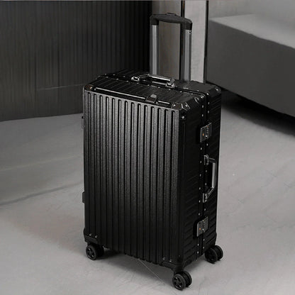 Aluminum Frame Rolling Luggage – 20/24/26/28 Inch Suitcase with USB Port, Combination Lock & Wheels