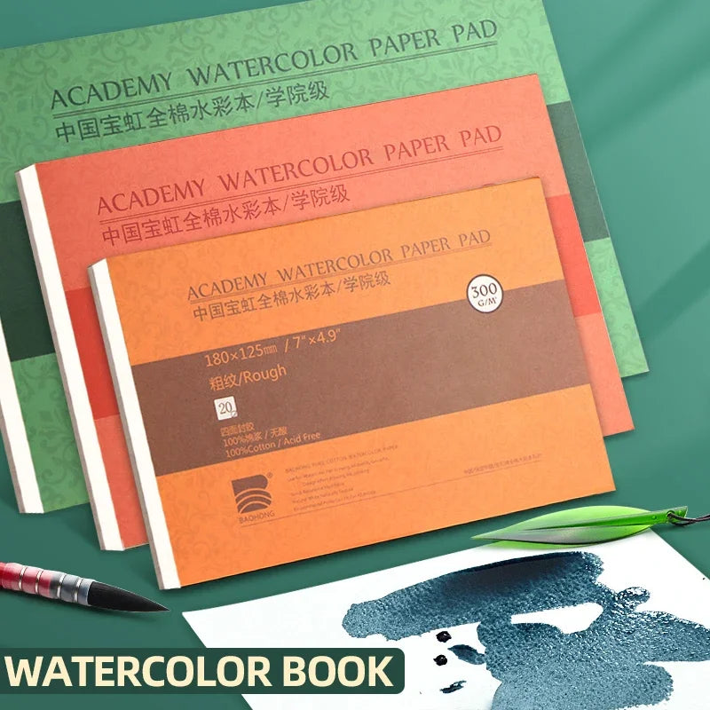 100% Cotton Watercolor Paper Pad – 32K/16K/8K 20 Sheets 200gsm/300gsm Sketchbook for Drawing & Painting
