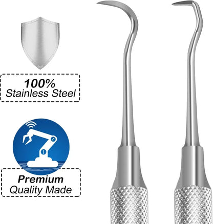 Stainless Steel Dental Tools Kit – Dentist Mirror, Double Probe & Sickle Hoe Tooth Cleaner for Oral Care