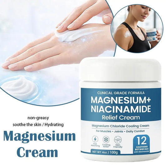 Magnesium Niacinamide Relief Cream - Topical Magnesium Chloride with Arnica & Boswellia for Legs, Feet & Joints