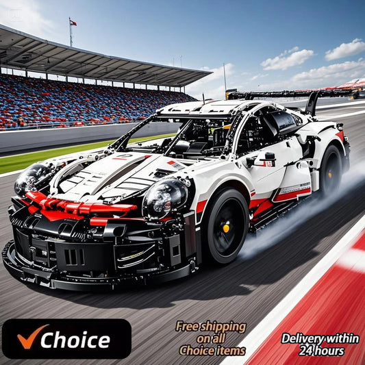 1580-Piece RC 911 RSR Racing Car Building Blocks Kit — LED Lights, Motorized Sport Car MOC 42096