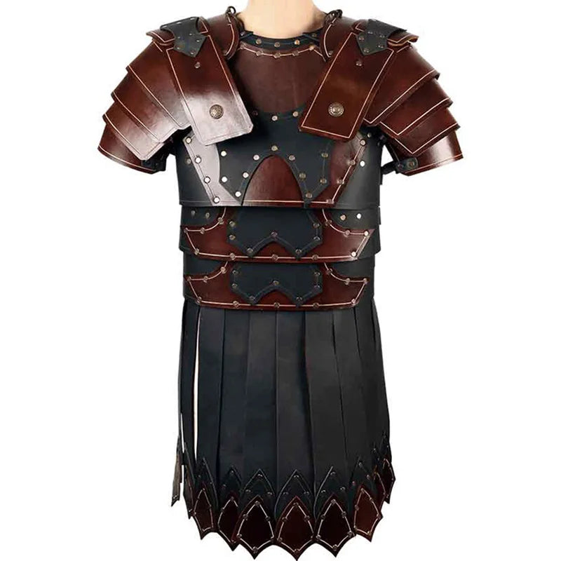 Medieval Greek & Roman Gladiator Armor – PU Leather Cuirass Shoulder & Chest Plate for Viking Warrior, Knight Cosplay & LARP Costume