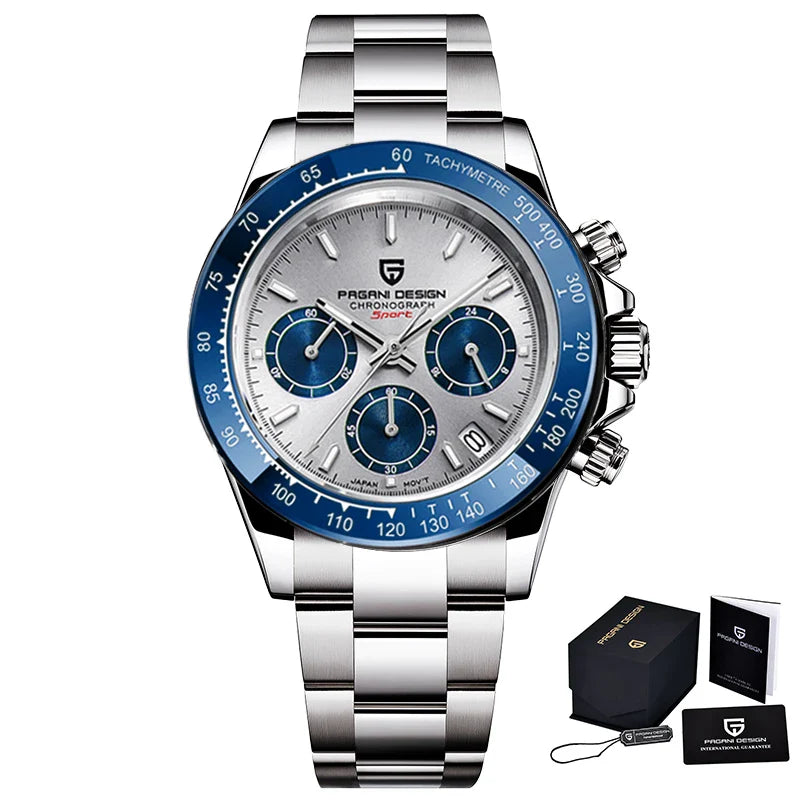 PAGANI DESIGN 2024 Quartz Men's Luxury Business Watch – Chronograph VK63 Waterproof