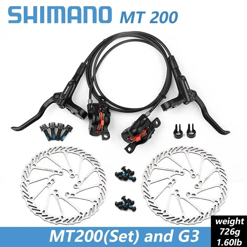 Shimano MT200 MTB Hydraulic Disc Brake Set – 160mm Rotors, BR-BL Calipers for Mountain Bike Cycling Parts