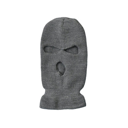 Motorcycle Windproof Full Face Knit Hat - Custom Ski Mask for Men, Warm Wool Balaclava with 3 Holes, Embroidered Winter Ski Mask