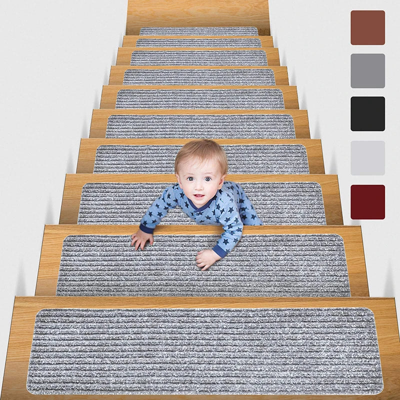 20x76cm Soft Stair Mat – Self-Adhesive Non-Slip Water Absorption Carpet Protector, Variety Pattern Rug for Stairs