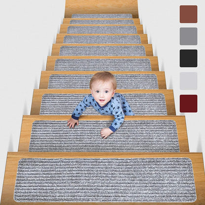 20x76cm Soft Stair Mat – Self-Adhesive Non-Slip Water Absorption Carpet Protector, Variety Pattern Rug for Stairs