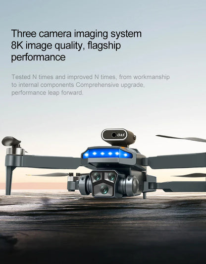 P18 RC Drone with Dual 8K Cameras – Obstacle Avoidance Professional Quadcopter with Electronic Control, Kids Gift Toy