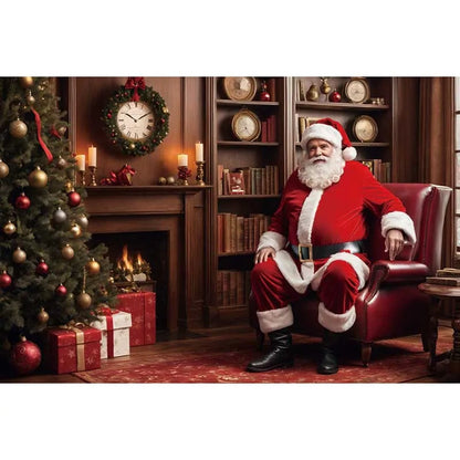 MOON.QG Christmas Santa Claus Village Backdrop – Holiday Photo Studio Background with Trees & Gifts for Home Decoration