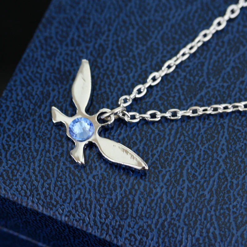 Silver Butterfly Crystal Necklace – Unisex Cosplay Jewelry Gift for Women & Men