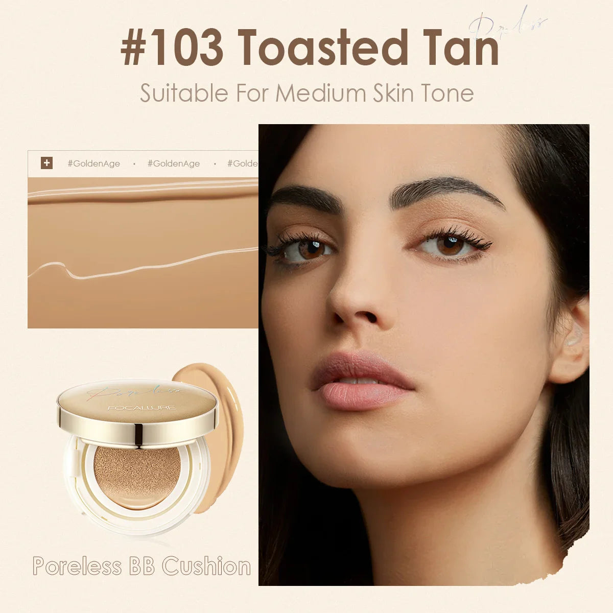 FOCALLURE Poreless BB Air Cushion – Whitening CC Cream Foundation, Waterproof Matte Concealer Makeup