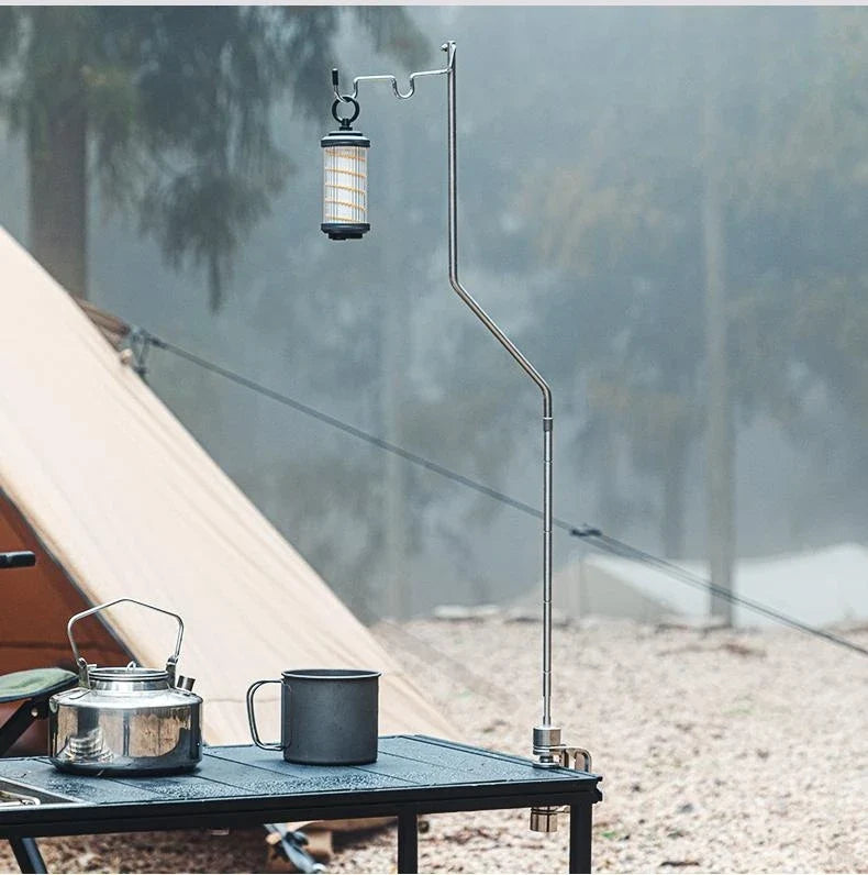 Outdoor Portable IGT Table Light Pole Bracket – Stainless Steel Camping Desktop Accessory