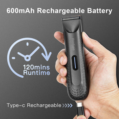 Electric Groin Hair Trimmer for Men – Waterproof Body Groomer with Replaceable Ceramic Blade