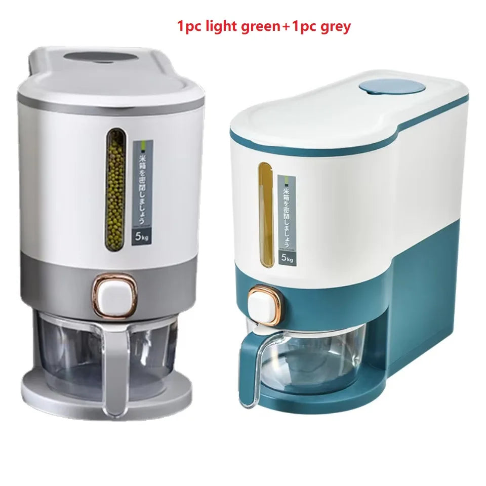 Large Capacity Rice Storage Box - 1/2/4pcs Sealed 5KG Grain Dispenser & Pet Food Container - Kitchen Organizer
