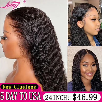 250% Curly Human Hair Lace Front Wig – Deep Wave Brazilian Remy 13x4 Water Wave Lace Frontal Wig