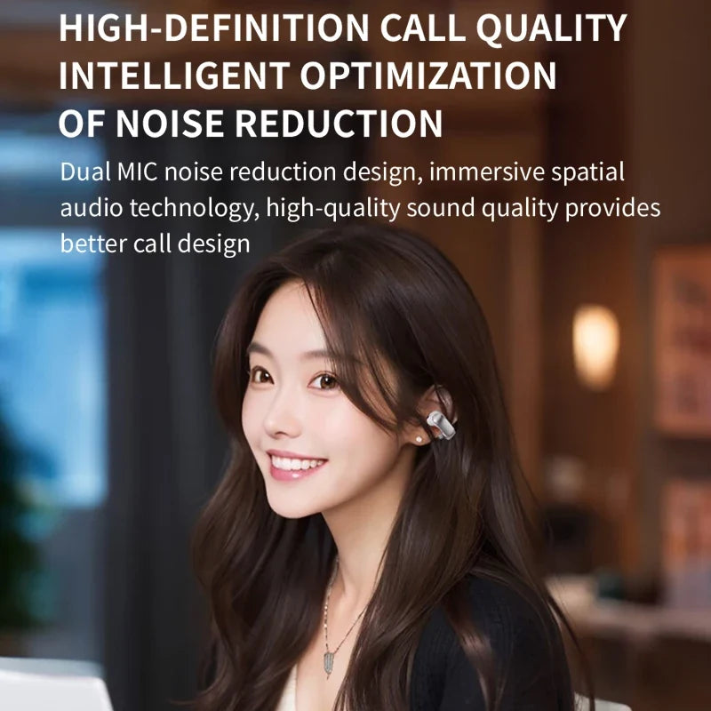 V12 Open Ear Wireless Earbuds - HiFi Stereo Bluetooth Sports Headphones with HD Mic & Ear Clip Design