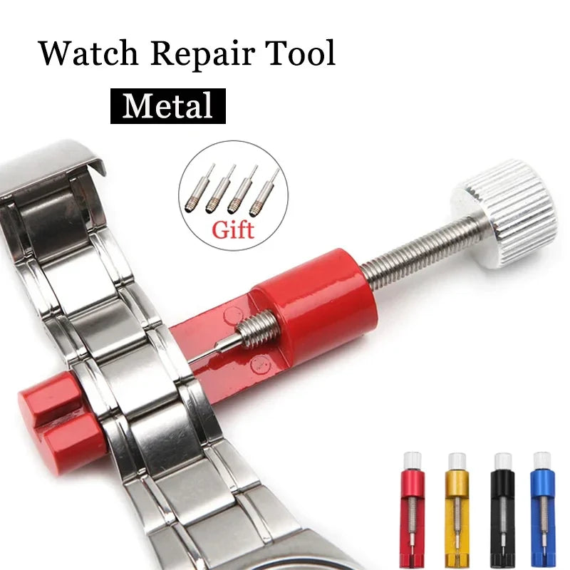 Metal Watch Strap Link Pin Remover Tool — Watch Repair Kit with 3 Extra Pins for Watchmakers