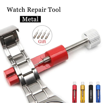 Metal Watch Strap Link Pin Remover Tool — Watch Repair Kit with 3 Extra Pins for Watchmakers