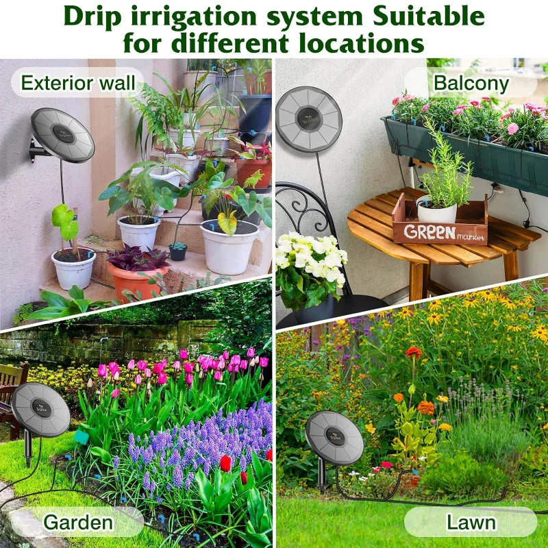 DIY Solar Irrigation System – 15 Meter Hose Garden Watering Kit, Drip Irrigation for Garden, Balcony, and Greenhouse