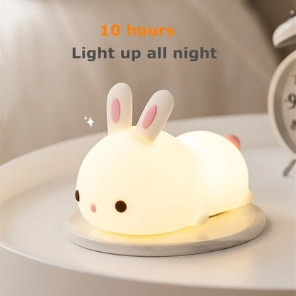 RGB Touch Sensor Rabbit Night Light – 16-Color USB Rechargeable Silicone Bunny Lamp, Kids’ Nightlight & Festival Gift