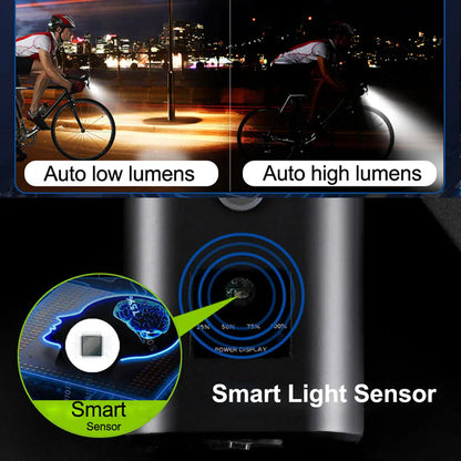 NEWBOLER Smart Bicycle Light – 10000mAh Front Bike Light, 6000 Lumen Waterproof, USB Charging for MTB and Road Cycling, Bike Accessories