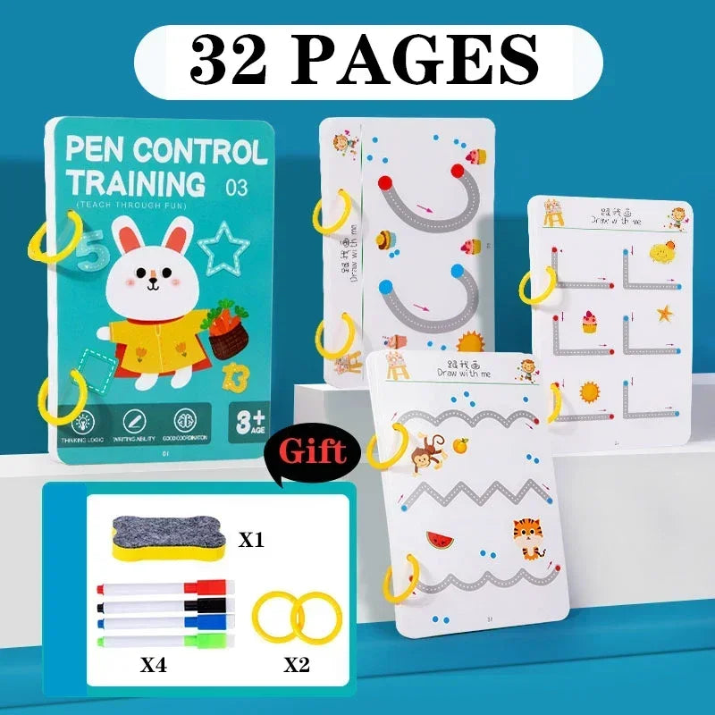 Magical Tracing Workbook — Reusable Montessori Drawing & Handwriting Practice Book for Children