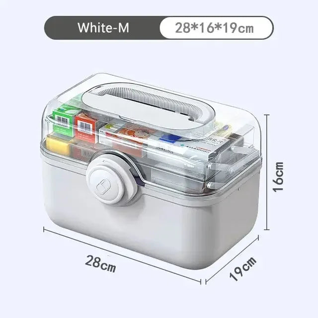 3-Layer Large Capacity Medicine First Aid Kit – Portable Multi-Layer Plastic Medical Storage Box for Household Use