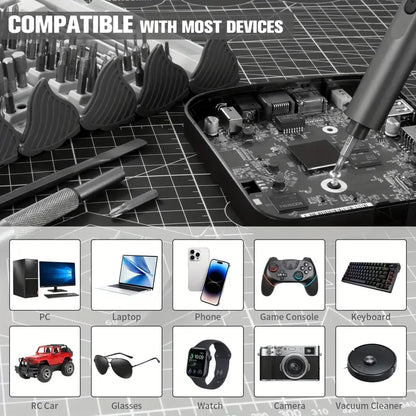 138-in-1 Mini Electric Screwdriver Set – Precision Magnetic Bits & Durable Alloy Tool Kit for PC, iPhone & DIY Repairs