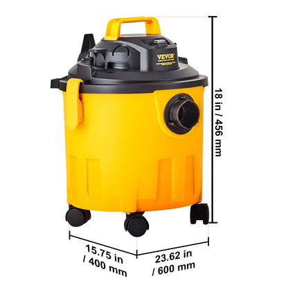 VEVOR Stainless Steel Wet Dry Shop Vacuum - Powerful Small Shop Vac for Carpet, Debris & Pet Hair