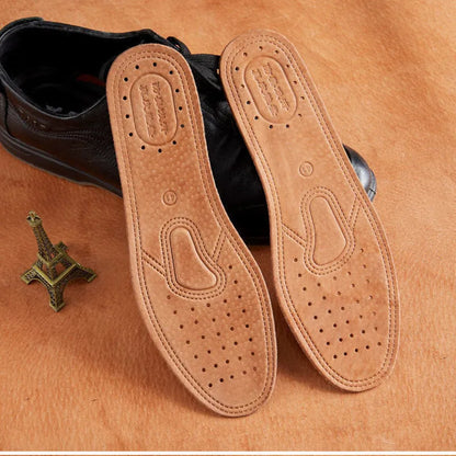 Real Cowhide Leather Insoles – Soft, Breathable, Anti-Slip Shock Absorbing Shoe & Boot Inserts