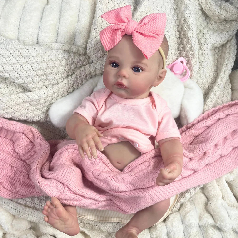 18-inch Reborn Baby Doll Meadow Girl – Handmade Full Vinyl 3D Skin Collectible Toy for Birthday & Christmas