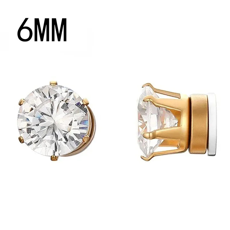 Crystal Magnetic Ear Studs – Punk Round Zircon Non-Piercing Earrings for Men & Women