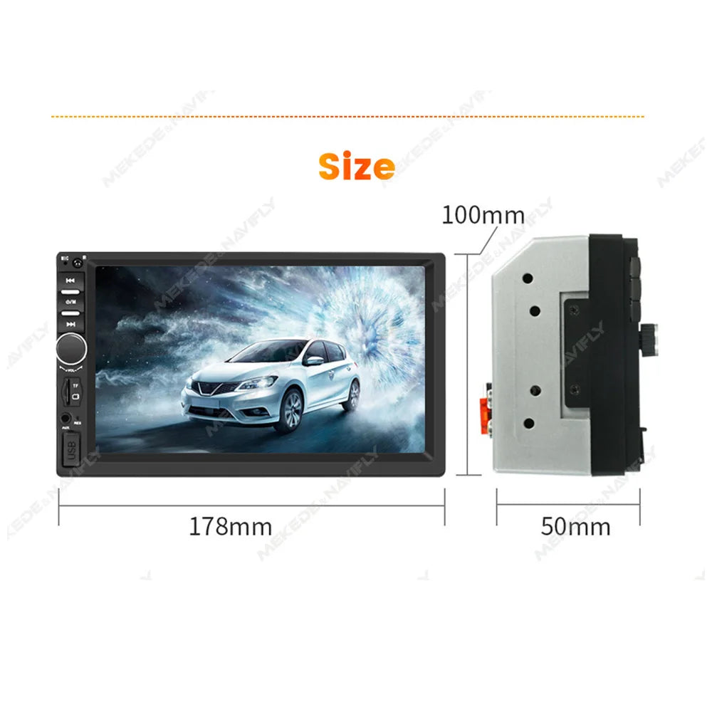 Navifly 7-Inch HD Touchscreen Car Multimedia Player – Universal 2 DIN, CarPlay, FM, Bluetooth for Toyota, Honda, VW, Corolla, Camry, Rav4