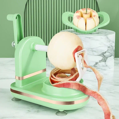Hand-Cranked Manual Apple and Pear Peeler Slicer with Built-In Corer - Rotating Fruit Peeling Kitchen Gadget