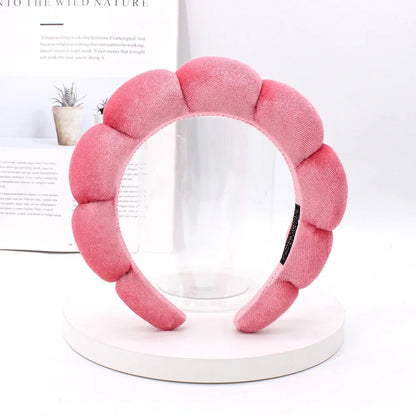 Velvet Sponge Spa Headband – Wide Padded Makeup & Face Washing Hairband for Skincare, Shower & Beauty Routine for Women & Girls