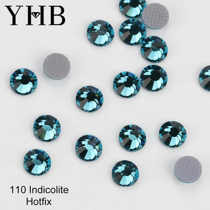 YHB 101-127 Hotfix Crystal Rhinestones - Glitter Glass Flatback Gems for Bags, Shoes, Garments, Phone & Nail Art DIY