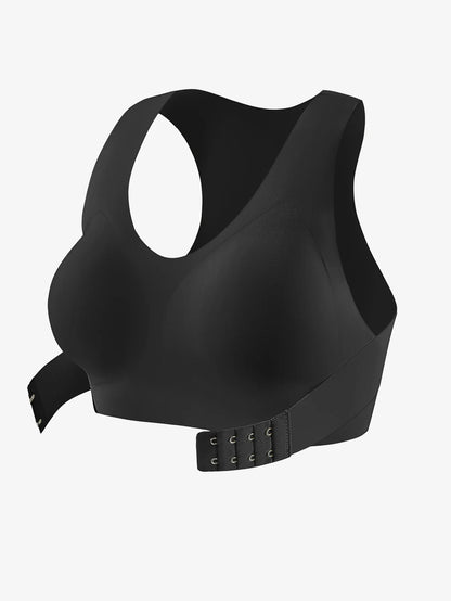 Women's Wireless Lifting Bra - Adjustable Front & Back Buckle Seamless Support Bra with Removable Pads & Wide Straps
