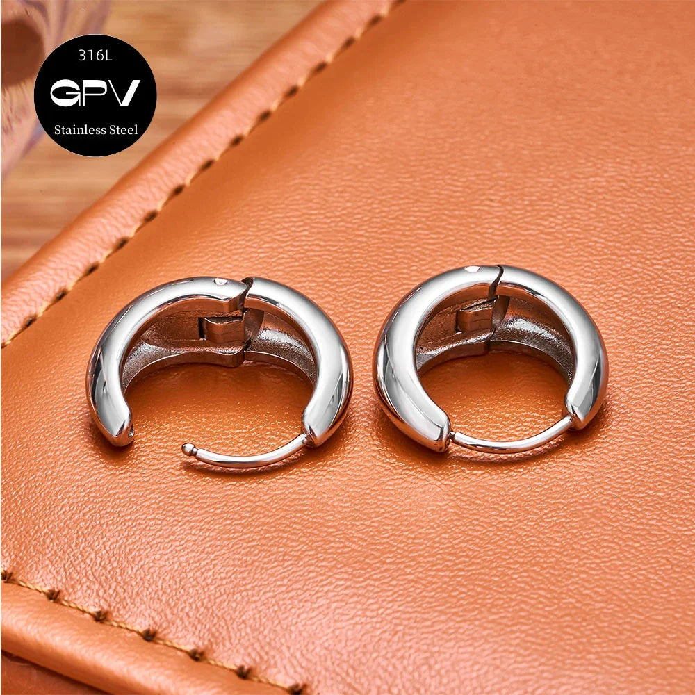 2PCS 316L Stainless Steel Earrings – Niche Design Perforated Luxury Jewelry for Women