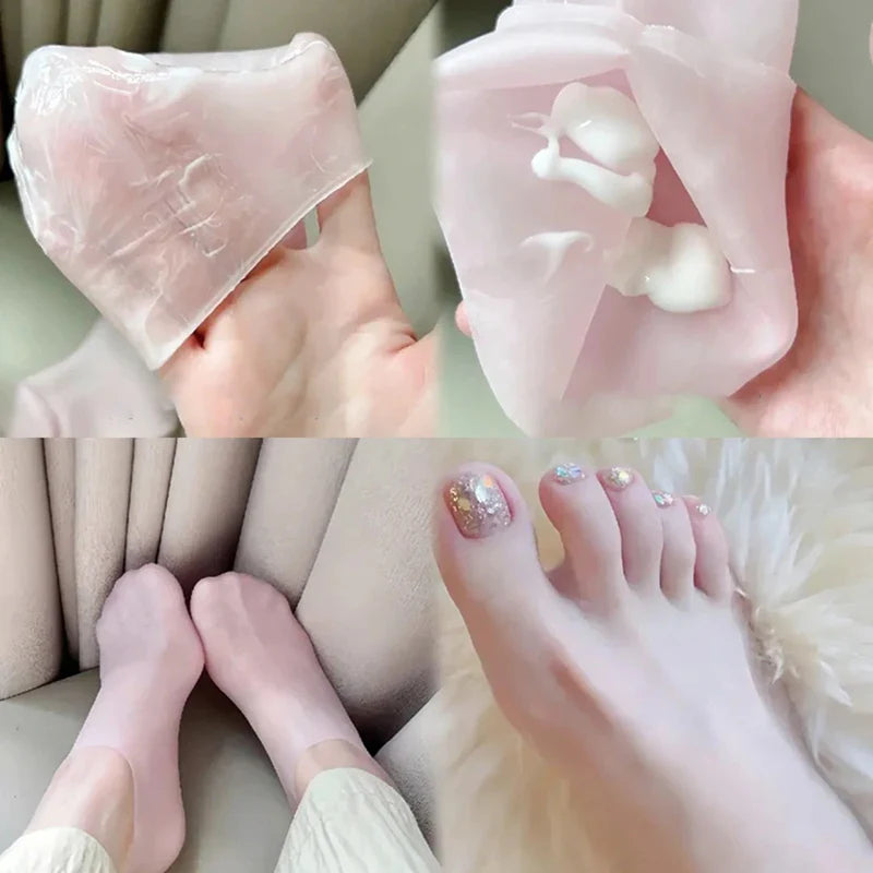 Say Goodbye to Cracked Feet: 1Pair Silicone Foot Care Socks - Anti-Cracking Moisturizing Gel Elastic Socks for DIY Foot Mask, Dead Skin Removal Pedicure Tool