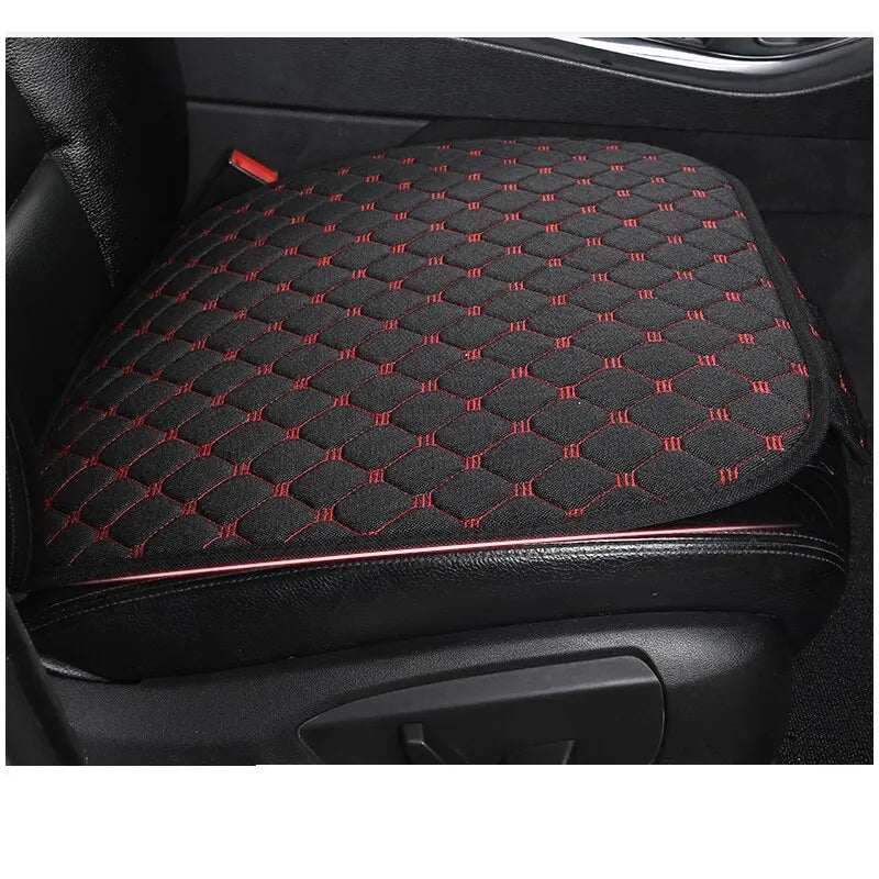 Linen Quilted Embroidered Car Cushion Set - Universal Three-Piece Set for All Seasons, Backrest Not Included