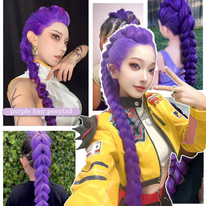 26-Inch Synthetic Braided Purple Ponytail – Kids Costume Hairstyle with Clips, Perfect for Halloween & Christmas for Girls