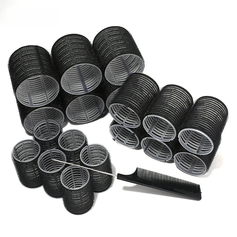28pcs Hair Roller Set – 18 Plastic Self-Grip Curlers in 3 Sizes with 10 Metal Clips for DIY Hairdressing