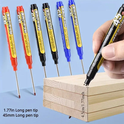 Carpenter Marker Pens — 45mm Long Nib Head, Hole Marker for Woodworking, 100-1PCS White/Black/Blue/Red Hand Tools