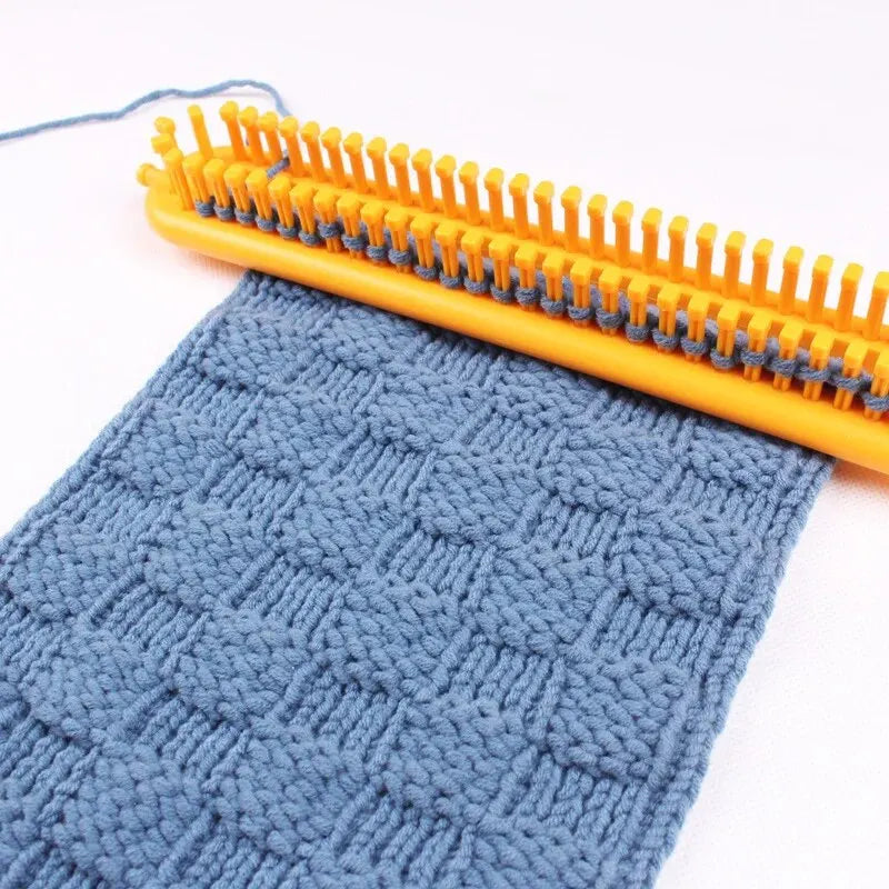 DIY Knitting Loom Craft Tool: Plastic Weaving Loom for Pompom, Sock, Hat, Shawl - Scarves Maker with Long Handle, Crochet Stitching