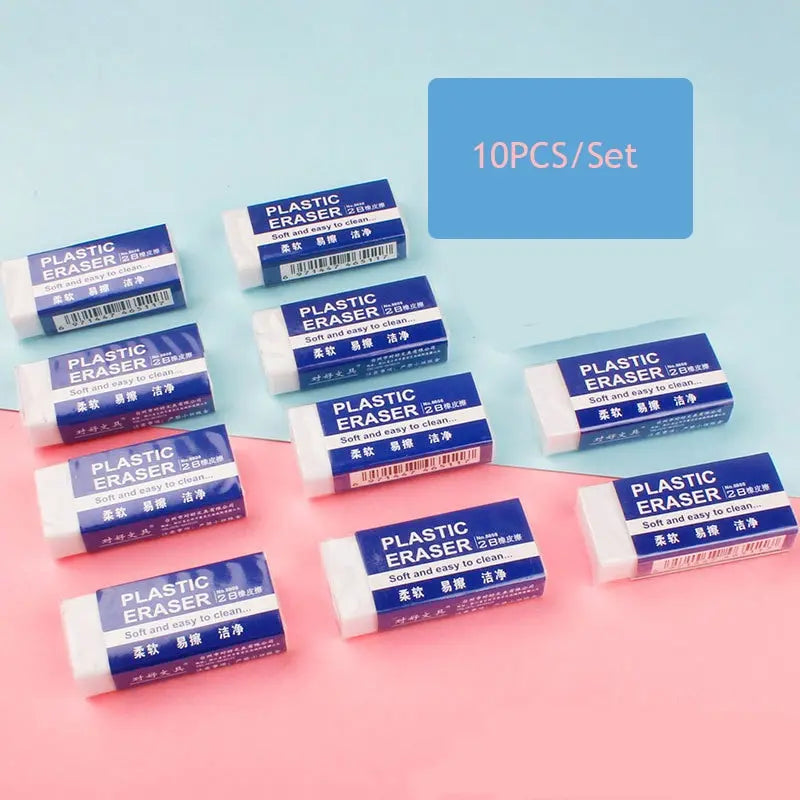 10PCS 2B White PVC Erasers – Soft, Mess-Free Cleaners for Students, Exam & Office Sketching