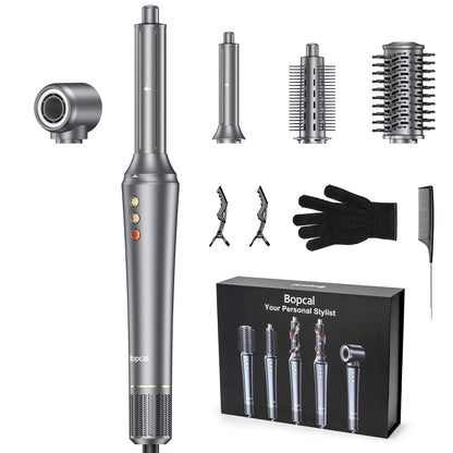 Bopcal 5-in-1 Hair Dryer & Hot Air Comb – 1200W High-Speed Blower with Curling Iron & Multifunction Styling Tools